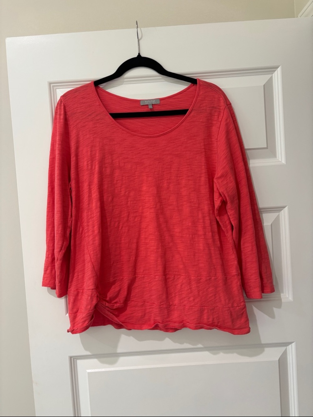 Habitat Coral Red Scoop Neck Long-Sleeve Top